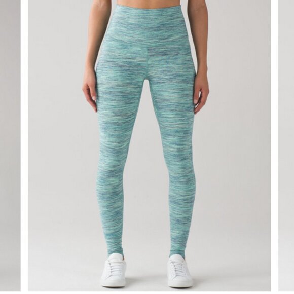 Lululemon Wunder Under Pant Tight Tall - Space Dye Camo Alberta Lake Teal - Sz 6 - Picture 1 of 15